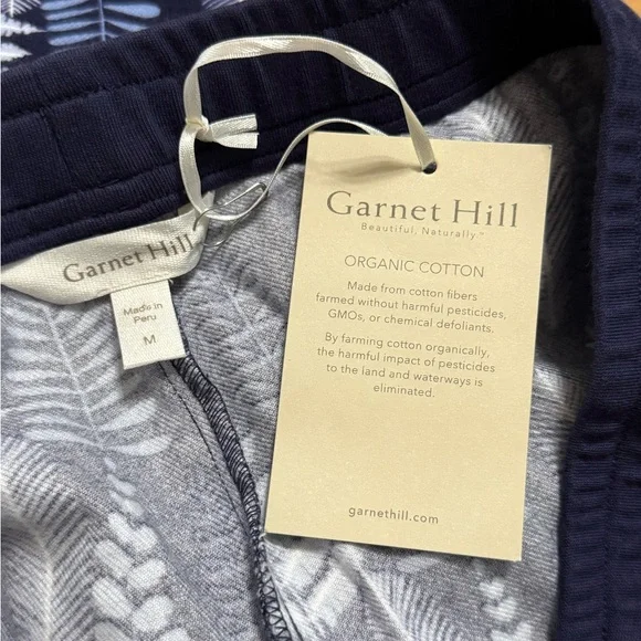 NWT Garnet Hill Blue Fern Flannel Jogger Pajama Pants Organic Pima Cotton Medium - Picture 5 of 8